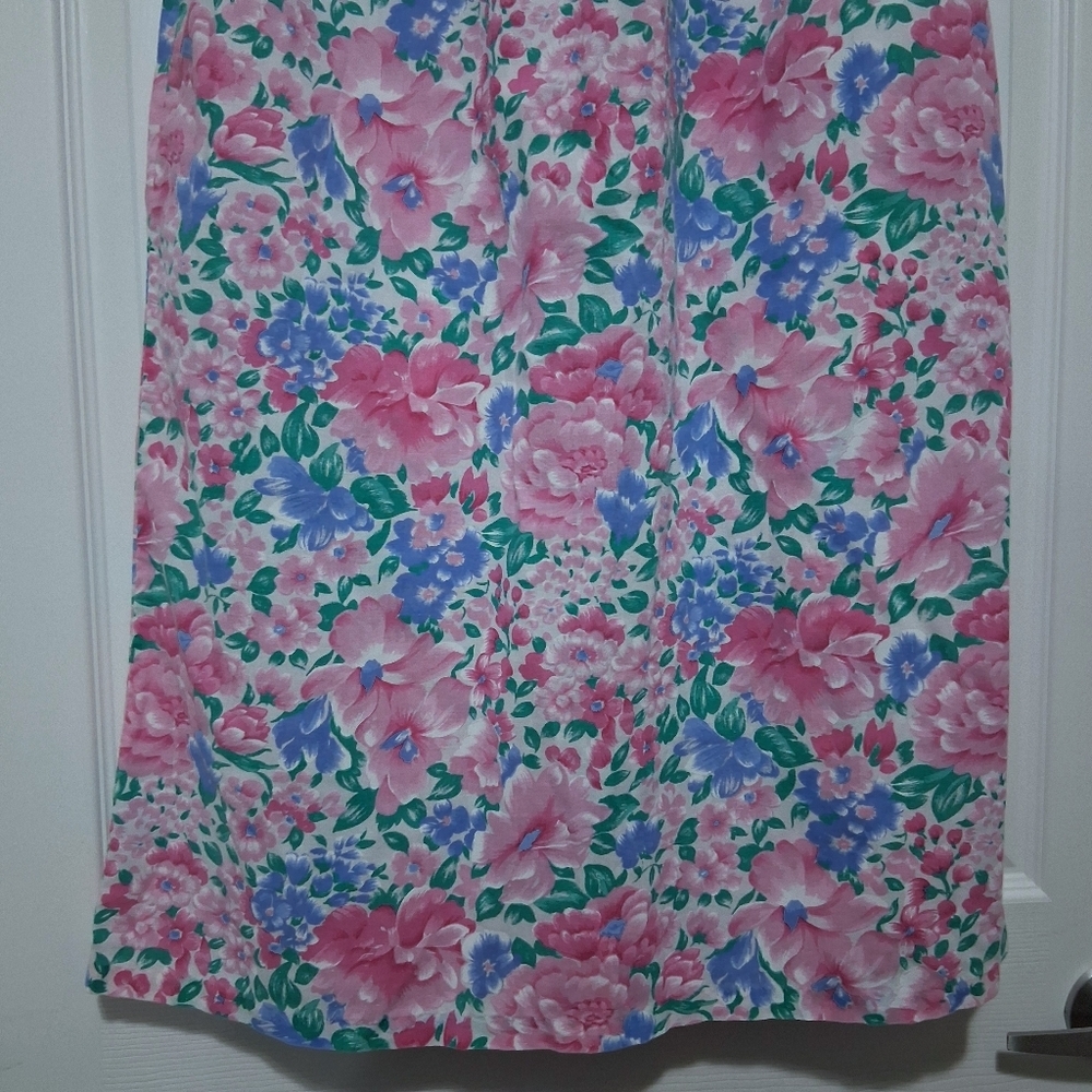 Vintage Nightgown Carriage Court Pink Floral Cotton Blend House Coat House Dress - Picture 14 of 15
